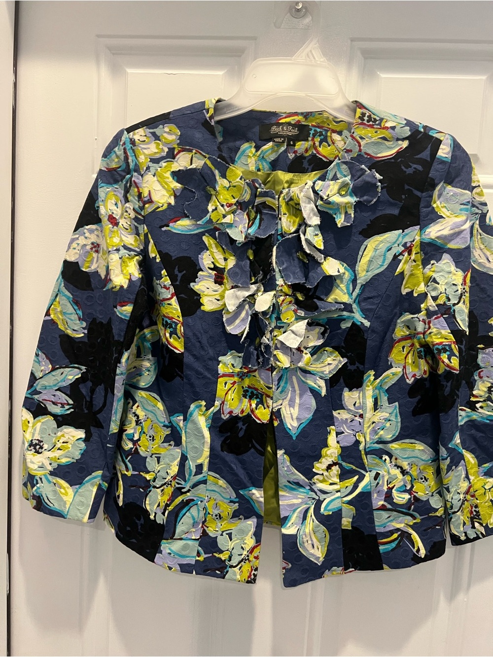 Peck & Peck Floral Print Women's Size 6 Jacket 3/4 Sleeves Lined  # 861